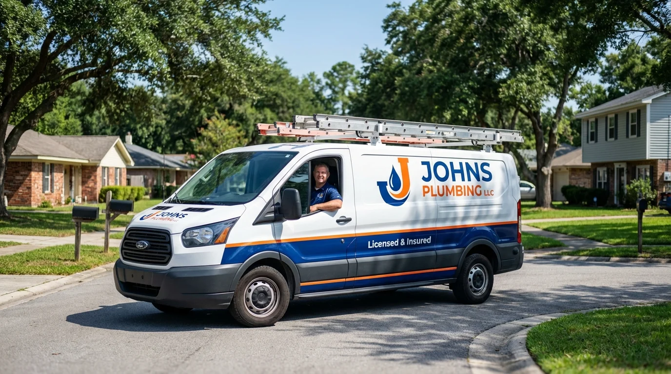Johns Plumbing LLC service van in Shelbyville, TN