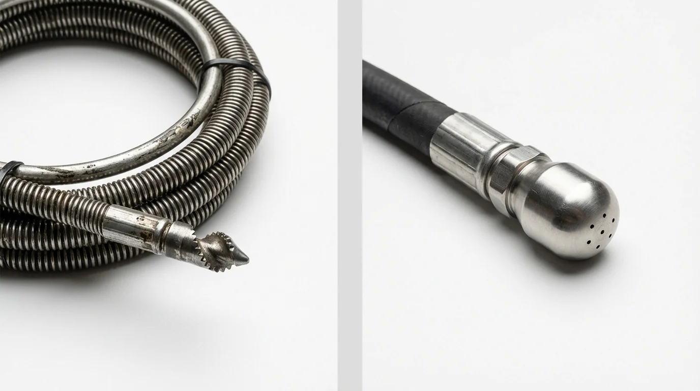 Drain snake cable and hydro jetting nozzle used for drain cleaning in Shelbyville, TN