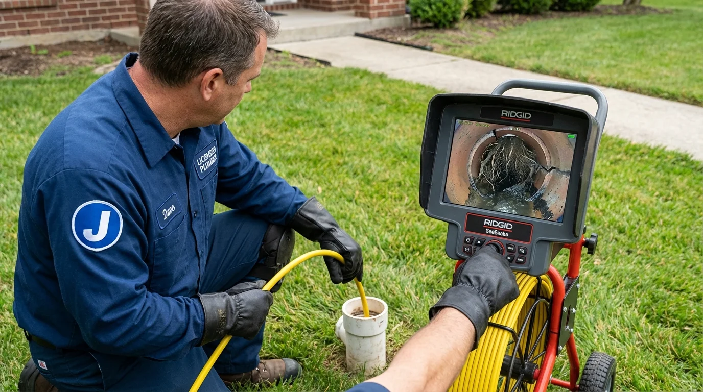 Sewer camera inspection being performed by Johns Plumbing LLC in Shelbyville